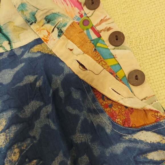 SALE! NWT Patchwork Cotton Overall Shorts-Medium - Picture 8 of 9